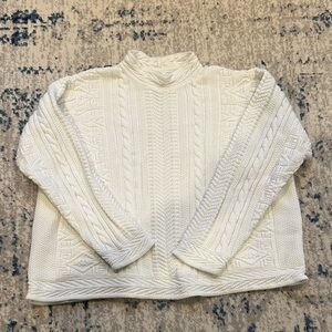 Vintage Cream Cable Knit Turtleneck Sweater